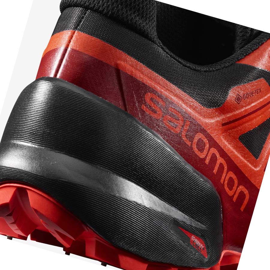 Salomon SPIKECROSS 5 GORE-TEX Trail Futócipő Férfi Fekete Piros | HU 2100JPQ